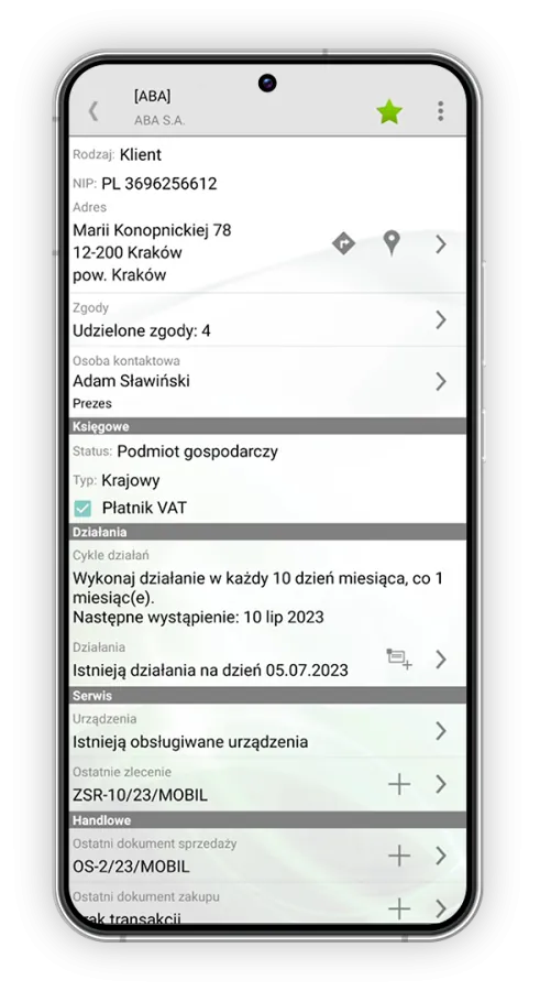 Aplikacja Comarch Mobile Sprzedaż na telefonie z Androidem